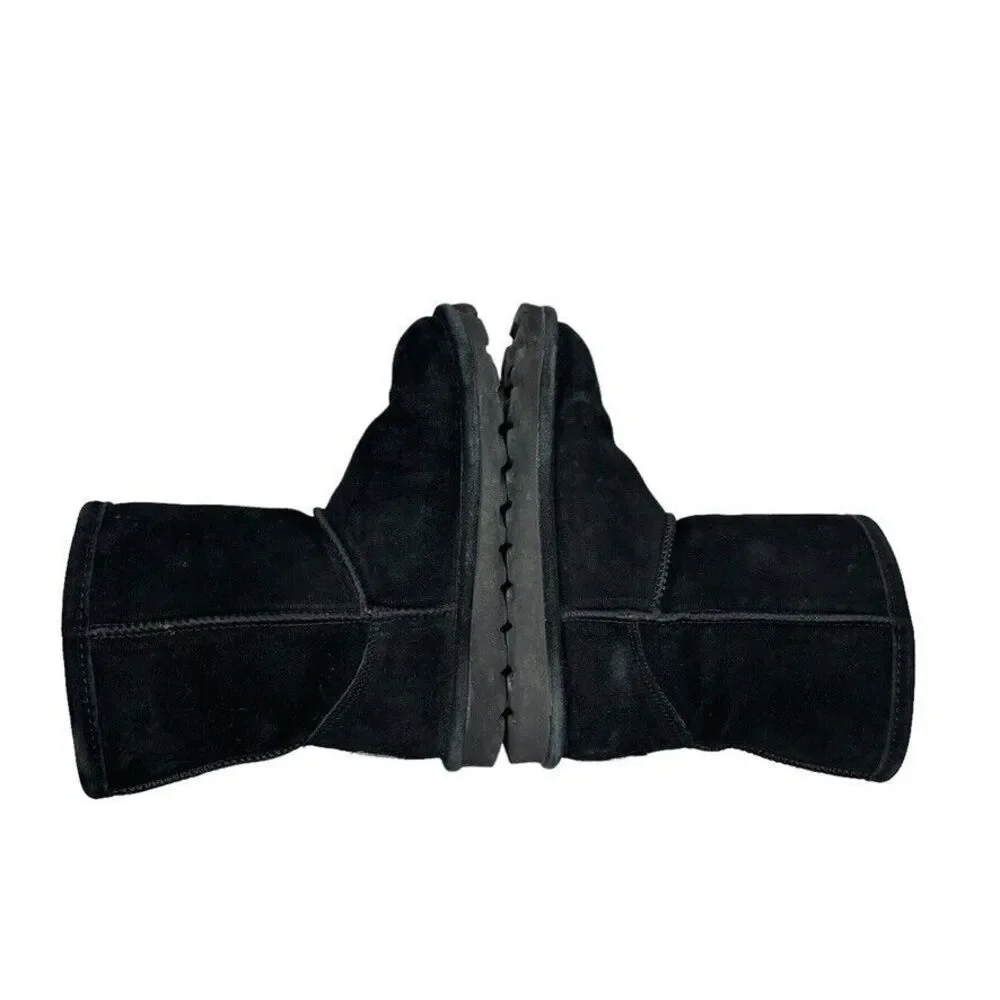 BearPaw Youth Elle Black Cow Suede Wool Blend Short Snow Boot Size 1 WIDE‎